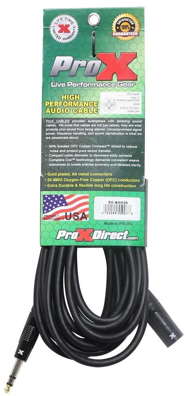 Alt view image 2 of 8 - ProX XC-SXM25 25' XLR3-M to 1/4" TRS-M Balanced High Performance Audio Cable