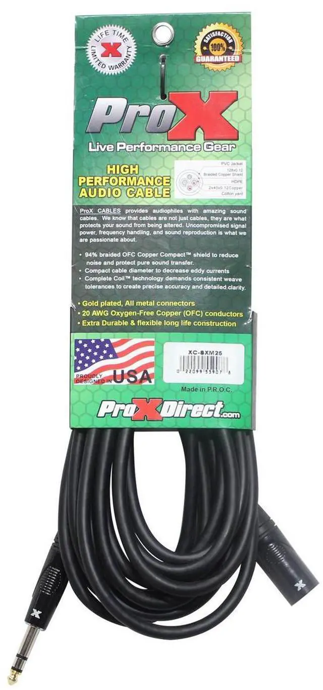 Alt view image 6 of 8 - ProX XC-SXM25 25' XLR3-M to 1/4" TRS-M Balanced High Performance Audio Cable