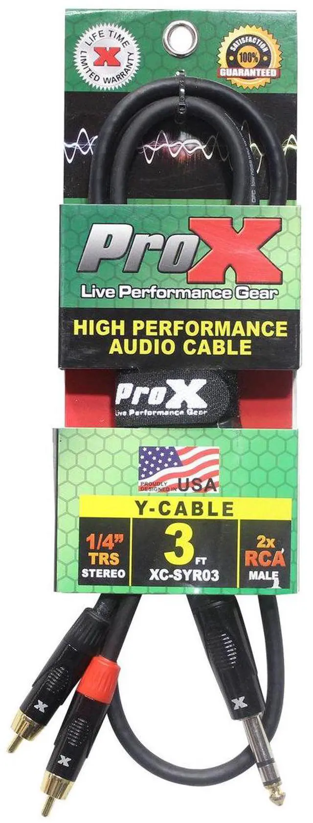 Alt view image 3 of 6 - ProX XC-SYR03 | 3\' 1/4 TRS to Dual RCA Cable