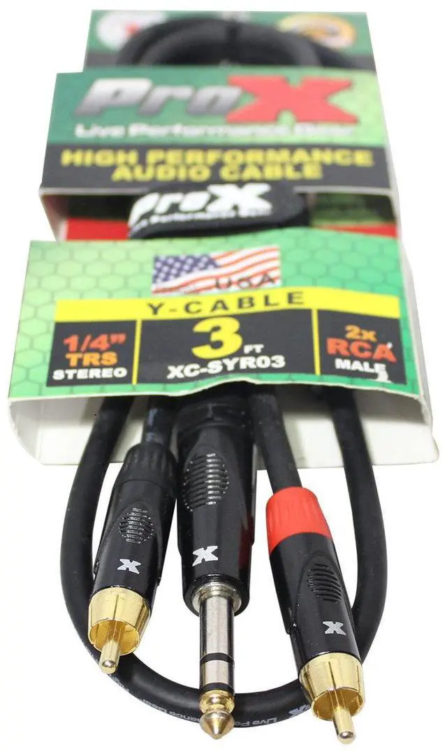 Alt view image 5 of 6 - ProX XC-SYR03 | 3\' 1/4 TRS to Dual RCA Cable