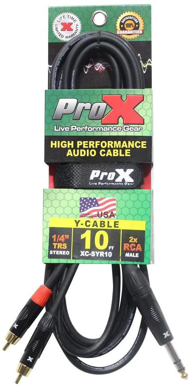 Alt view image 3 of 5 - ProX XC-SYR10 | 10\' 1/4 TRS to Dual RCA
