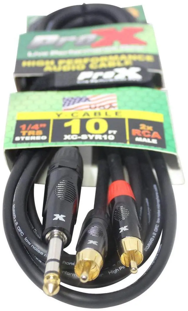 Alt view image 5 of 5 - ProX XC-SYR10 | 10\' 1/4 TRS to Dual RCA
