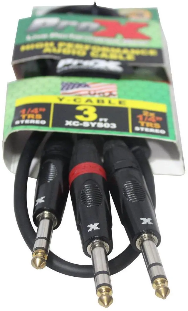 Alt view image 3 of 4 - ProX XC-SYS03 3' 1/4" TRS-M to Dual 1/4" TRS-M High Performance Audio Cable