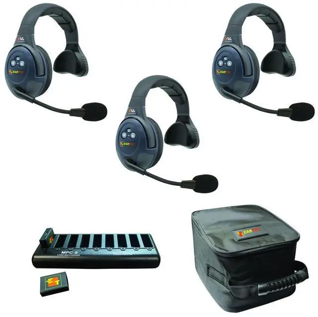 Main image of Eartec EVADE EVX3S Light Industrial Full Duplex Wireless Intercom System with 3x Single-Ear Headsets