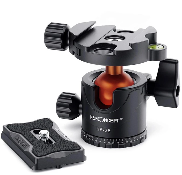 Main image of K&F Concept KF-28 Series 28mm Aluminum Alloy Panoramic Ball Head, 22 lbs Load Capacity