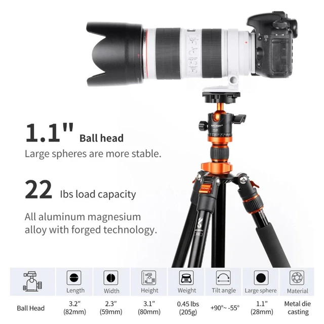 Alt view image 7 of 7 - K&F Concept KF-28 Series 28mm Aluminum Alloy Panoramic Ball Head, 22 lbs Load Capacity