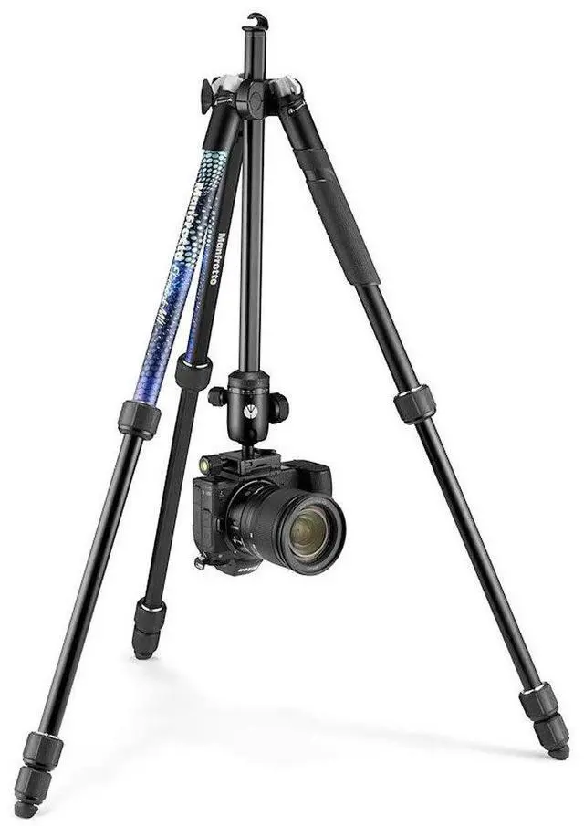 Alt view image 4 of 7 - Manfrotto Element MII 4-Section Aluminum Tripod with Ball Head, Blue