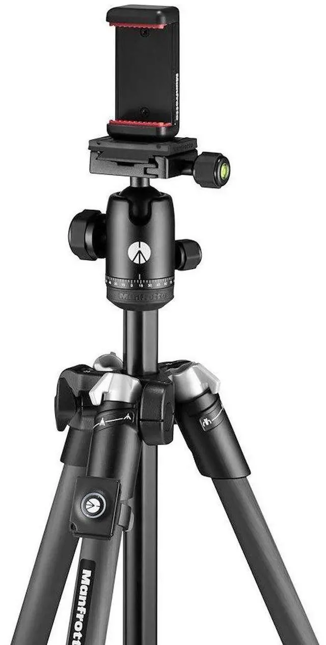 Alt view image 3 of 14 - Manfrotto Element MII Mobile Bluetooth 4-Section Carbon Fiber Traveler Tripod, Black