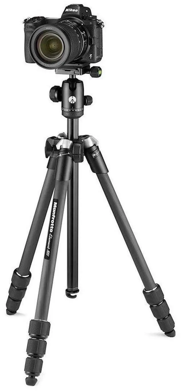 Alt view image 4 of 14 - Manfrotto Element MII Mobile Bluetooth 4-Section Carbon Fiber Traveler Tripod, Black