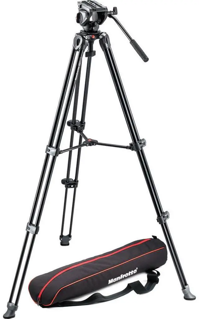 Alt view image 9 of 15 - Manfrotto MVT502AM Tripod with MVH500A Fluid Drag Video Head w/ Carry Case MVK500AM