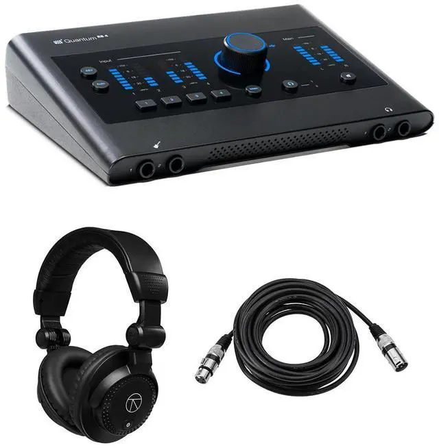 Main image of PreSonus Quantum ES 4 4x4 24-Bit USB-C Audio Interface, Bundle with TAPH100 Monitor Headphones and 25' Microphone Cable
