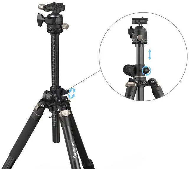 Alt view image 3 of 7 - SmallRig CT200 4-Section Lateral Center Column Aluminum Tripod/Monopod