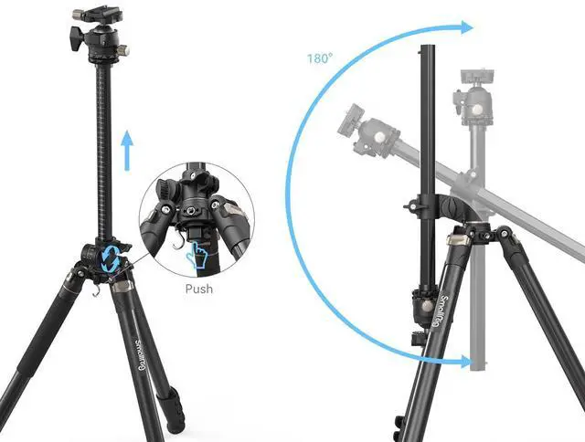 Alt view image 5 of 7 - SmallRig CT200 4-Section Lateral Center Column Aluminum Tripod/Monopod