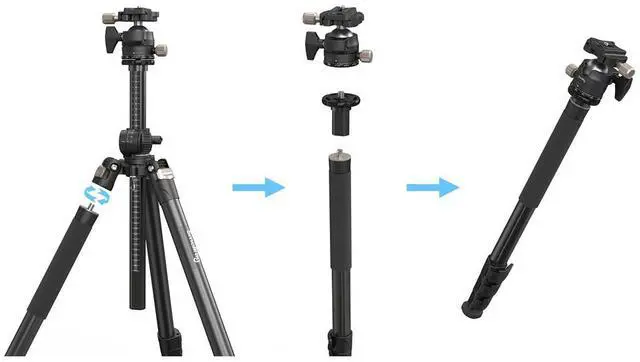 Alt view image 6 of 7 - SmallRig CT200 4-Section Lateral Center Column Aluminum Tripod/Monopod