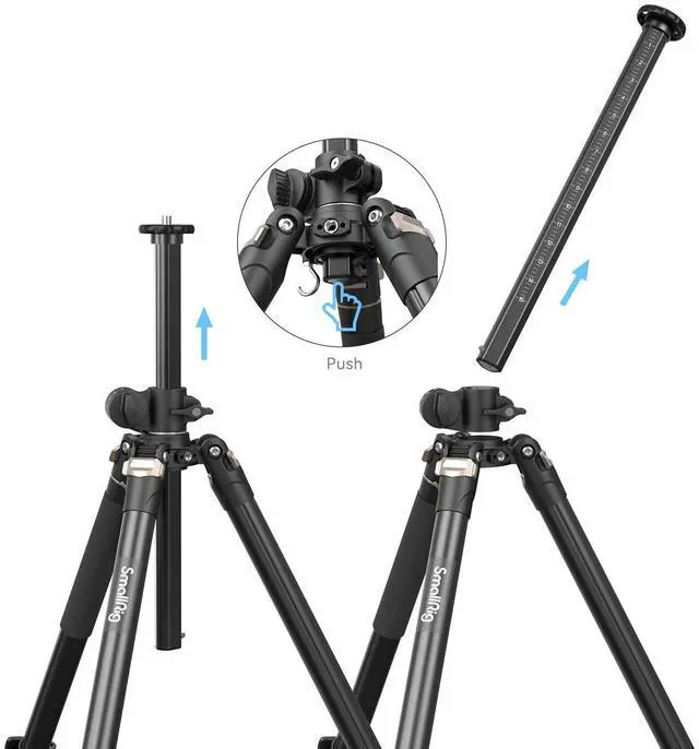 Alt view image 7 of 7 - SmallRig CT200 4-Section Lateral Center Column Aluminum Tripod/Monopod