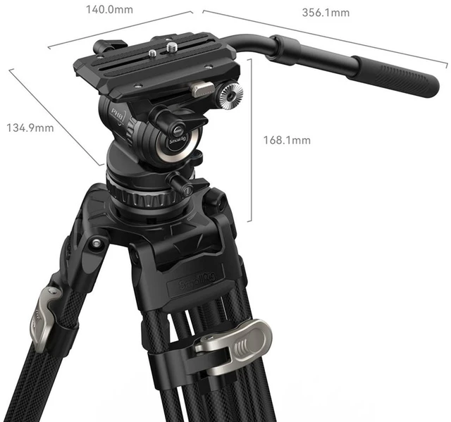 Alt view image 3 of 6 - SmallRig AD-Pro8 FreeBlazer 3-Section Carbon Fiber Tripod with PH8 Fluid Head