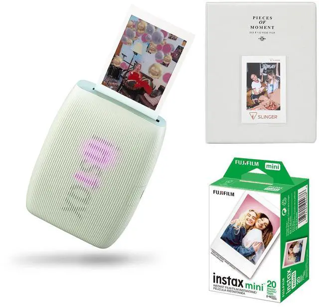 Main image of Fujifilm Instax Mini Link 3 Wireless Smartphone Printer, Green, Bundle with Instax Mini 20 Exposures Instant Daylight Film and Photo Album