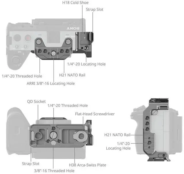 Alt view image 4 of 7 - SmallRig HawkLock Quick Release Half Cage for Sony FX3/FX30 Camera