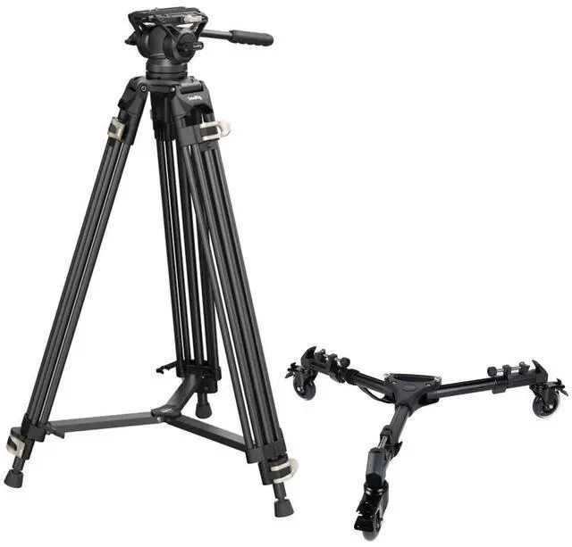 Main image of SmallRig AD-01 3751B 3-Section Heavy-Duty Aluminum Tripod with Fluid Head, Bundle with Universal Tripod Dolly