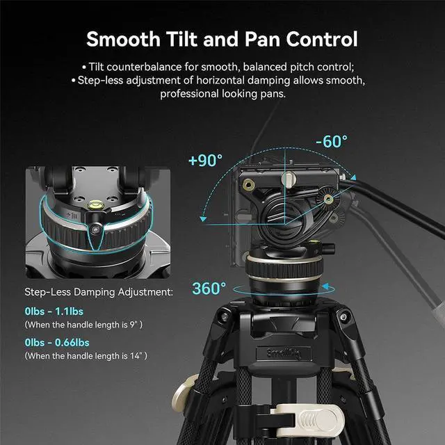 Alt view image 3 of 7 - SmallRig FreeBlazer AD-100 3-Section Heavy-Duty Carbon Fiber Tripod with Video Head