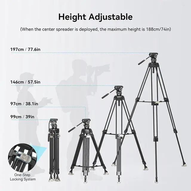 Alt view image 7 of 7 - SmallRig FreeBlazer AD-100 3-Section Heavy-Duty Carbon Fiber Tripod with Video Head
