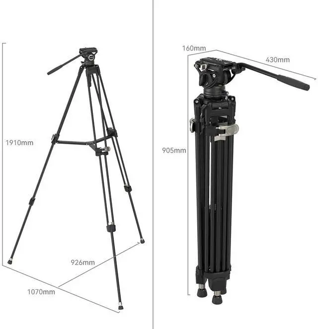 Alt view image 3 of 5 - SmallRig AD-80 2-Section FreeBlazer Heavy-Duty Aluminum Alloy Tripod with Fluid Head