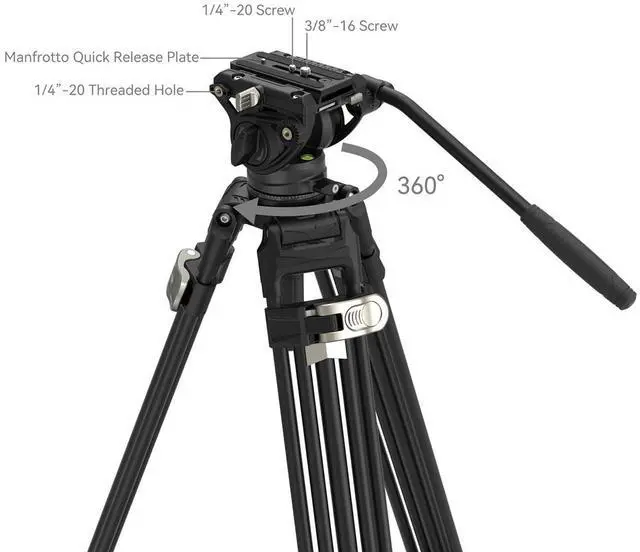 Alt view image 4 of 5 - SmallRig AD-80 2-Section FreeBlazer Heavy-Duty Aluminum Alloy Tripod with Fluid Head