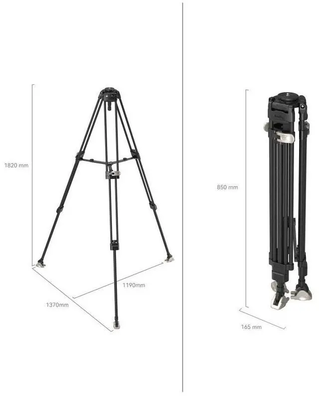 Alt view image 3 of 4 - SmallRig FreeBlazer 3-Section Heavy-Duty Carbon Fiber Tripod with 75mm Bowl