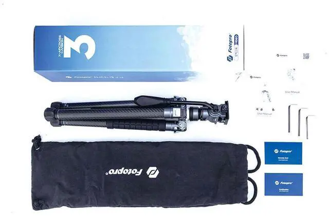 Alt view image 3 of 7 - FotoPro X-AIRCROSS 3 Video 5-Section Carbon Fiber Tripod with MH-2L Fluid Video Head, Slate Gray