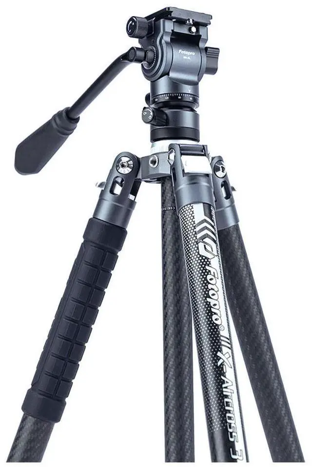 Alt view image 7 of 7 - FotoPro X-AIRCROSS 3 Video 5-Section Carbon Fiber Tripod with MH-2L Fluid Video Head, Slate Gray