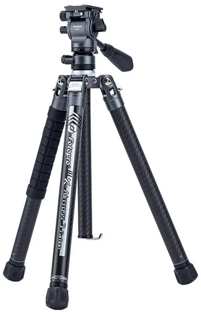 Main image of FotoPro X-AIRCROSS 3 Video 5-Section Carbon Fiber Tripod with MH-2L Fluid Video Head, Slate Gray