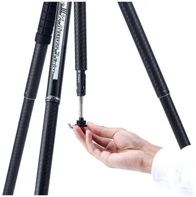 Alt view image 4 of 7 - FotoPro X-AIRCROSS 3 Video 5-Section Carbon Fiber Tripod with MH-2L Fluid Video Head, Slate Gray