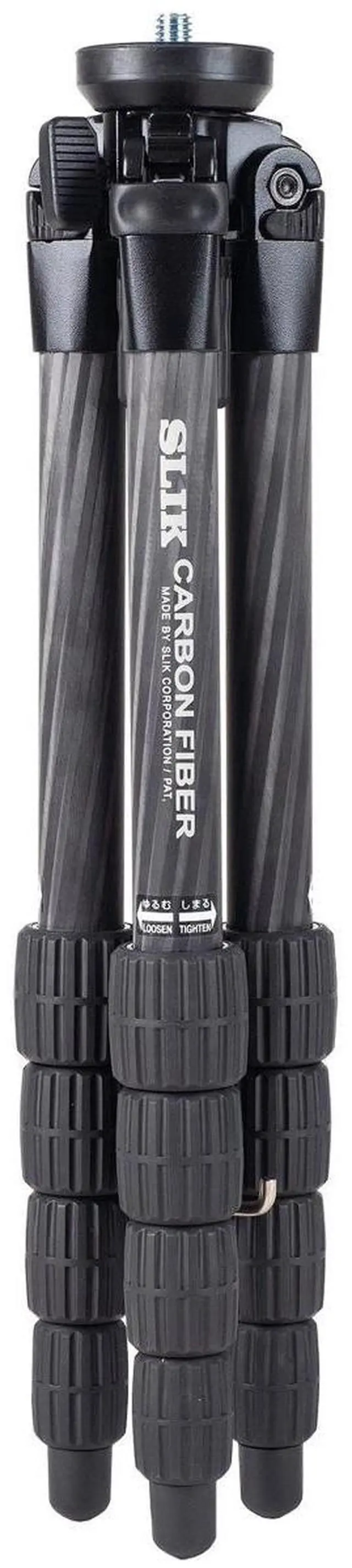 Alt view image 2 of 15 - Slik PRO CF-635 5-Section Carbon Fiber Tripod, 51.5" Max Height, Black