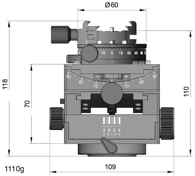 Alt view image 4 of 4 - Arca Swiss C1 Cube Geared Head with Arca Classic Quick Release and Geared Panning