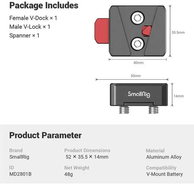 Alt view image 5 of 6 - SmallRig Mini V-Lock Assembly Kit