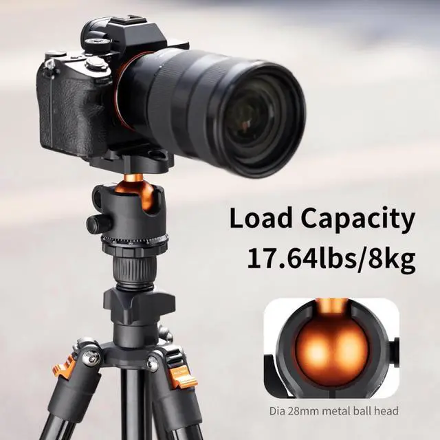 Alt view image 4 of 7 - K&F Concept K234A1 4-Section Lightweight Aluminum Travel Vlog Tripod with Ball Head, Black