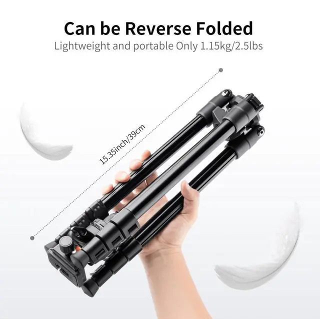Alt view image 3 of 7 - K&F Concept K234A1 4-Section Lightweight Aluminum Travel Vlog Tripod with Ball Head, Black