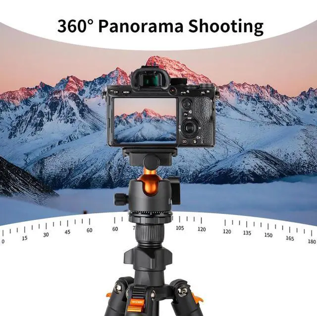 Alt view image 5 of 7 - K&F Concept K234A1 4-Section Lightweight Aluminum Travel Vlog Tripod with Ball Head, Black