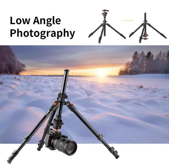 Alt view image 6 of 7 - K&F Concept K234A1 4-Section Lightweight Aluminum Travel Vlog Tripod with Ball Head, Black