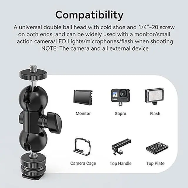 Alt view image 13 of 14 - SMALLRIG Multi-function Double BallHead w/ shoe mount & 1/4" screw 1135