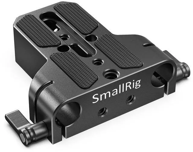 Alt view image 2 of 5 - SmallRig Baseplate with Dual 15mm Rod Clamp - With SmallRig 15mm Black Aluminum Alloy Rod Pair, M12 Thread, 16"