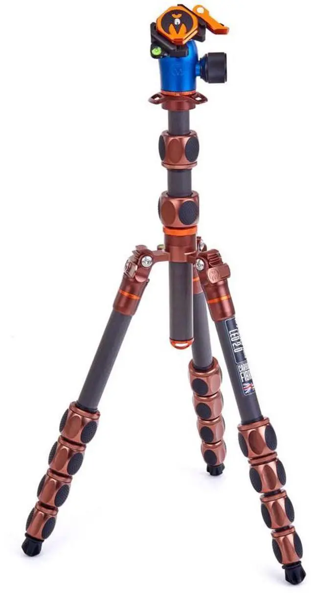 Main image of 3 Legged Thing Leo 2.0 5-Section Carbon Fiber Tripod with AirHed Pro Lever Ball Head, Earth Bronze & Ocean Blue