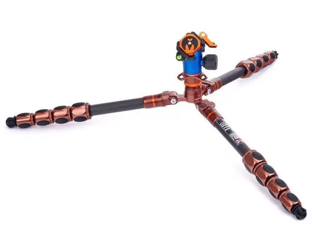 Alt view image 3 of 7 - 3 Legged Thing Leo 2.0 5-Section Carbon Fiber Tripod with AirHed Pro Lever Ball Head, Earth Bronze & Ocean Blue