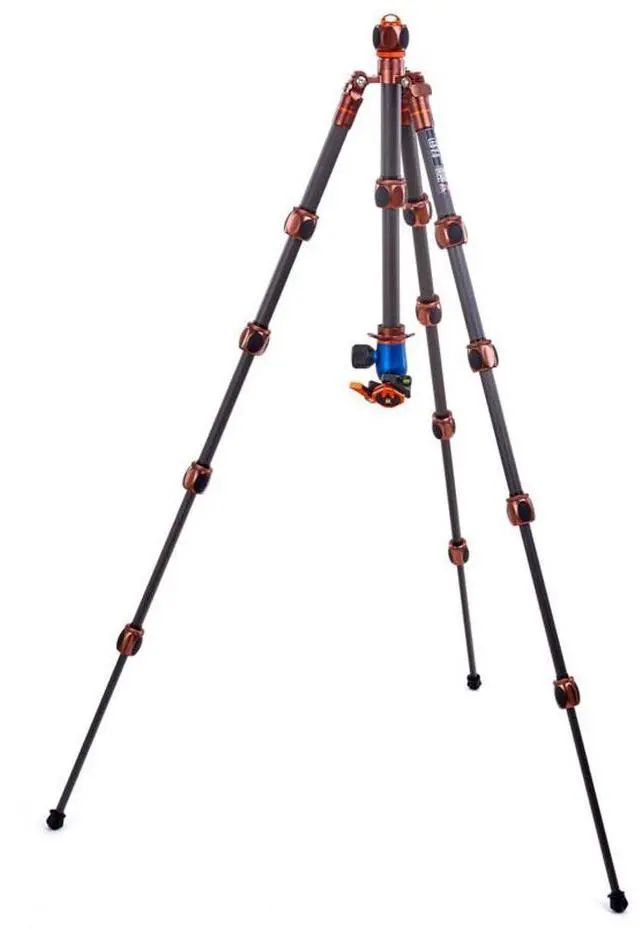 Alt view image 5 of 7 - 3 Legged Thing Leo 2.0 5-Section Carbon Fiber Tripod with AirHed Pro Lever Ball Head, Earth Bronze & Ocean Blue