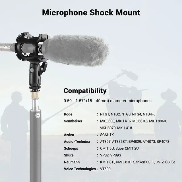 Alt view image 2 of 6 - SmallRig Universal Microphone Shock Mount Adapter for Camera Shoes and Boompoles