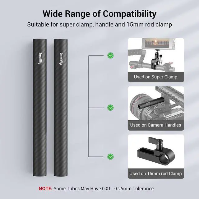 Alt view image 5 of 7 - SmallRig 15mm Carbon Fiber Rod, 6", 2-Pack