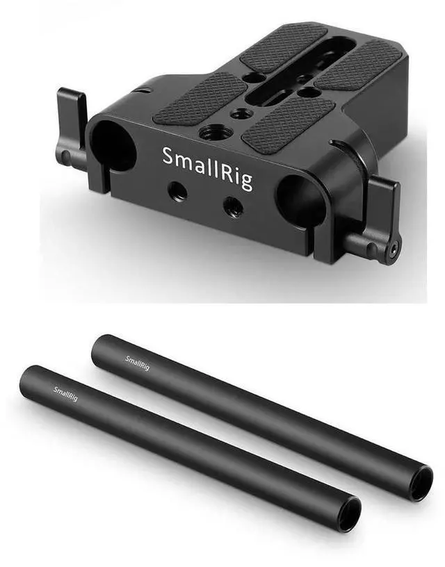 Main image of SmallRig 15mm Carbon Fiber Rod, 6", 2-Pack - With SmallRig Baseplate with Dual 15mm Rod Clamp