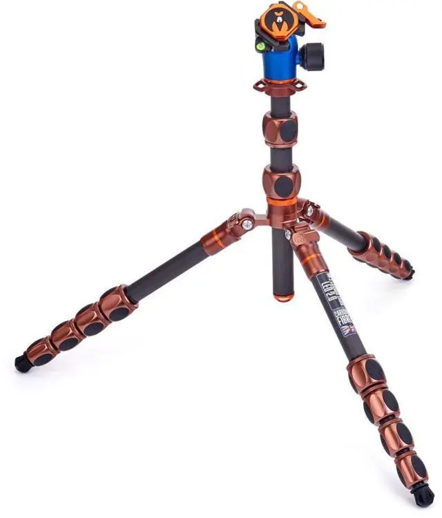 Alt view image 2 of 7 - 3 Legged Thing Leo 2.0 5-Section Carbon Fiber Tripod with AirHed Pro Lever Ball Head, Earth Bronze & Ocean Blue