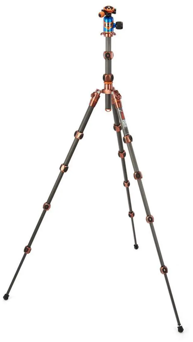 Alt view image 3 of 8 - 3 Legged Thing Legends Ray 5-Section Carbon Fiber Travel Tripod with AirHed Vu Ball Head, Bronze & Blue