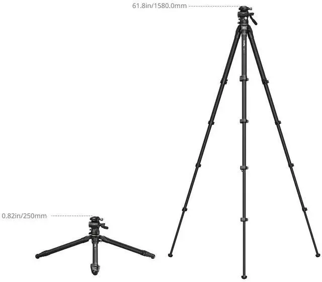 Alt view image 7 of 7 - SmallRig Portable 5-Section Carbon Fiber Travel Tripod with Ball Head, Black
